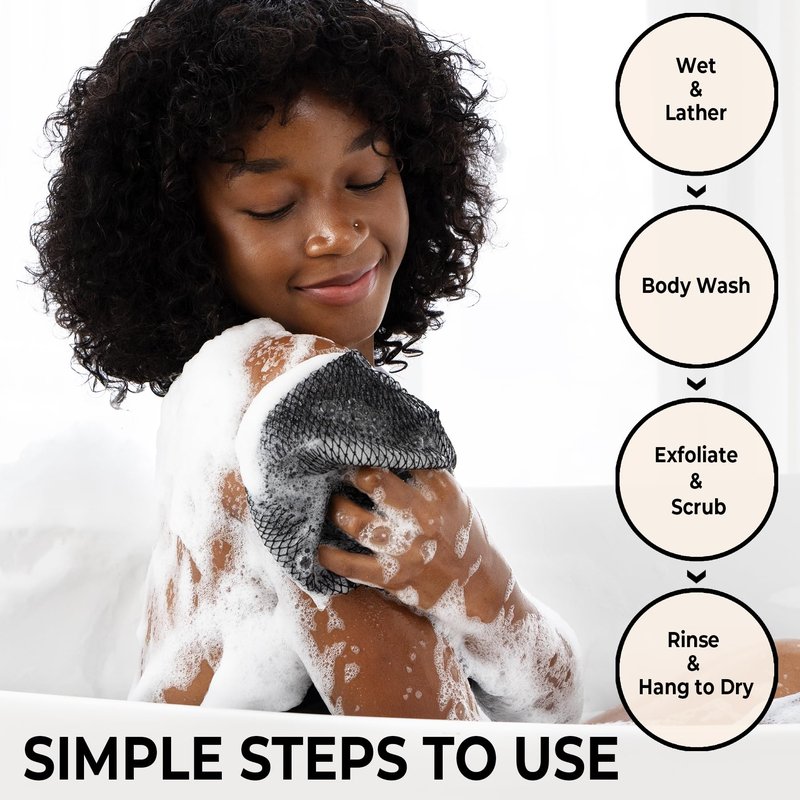 African Net Sponge Authentic - Back Scrub Exfoliating Net Sponge with Knots - 2 Pieces African Bath Sponges for Body Scrubber Exfoliator - Back Washer for Shower Accessories