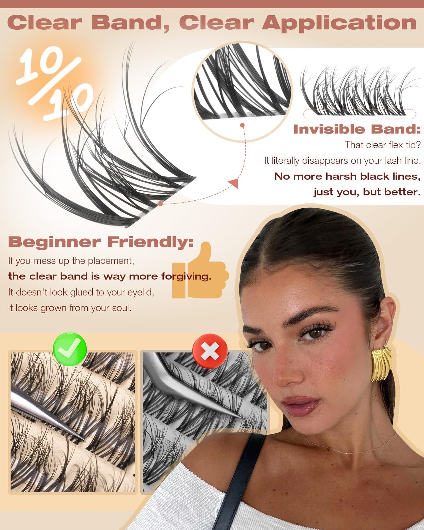 Spider Lash Clusters Breeze Wispy Eyelash Clusters Natural Cluster Eyelash Extensions Daily Cluster Lashes DIY 8-16mm Individual Eyelashes Spider Lashes D Curly with Clear Band by zanlufly