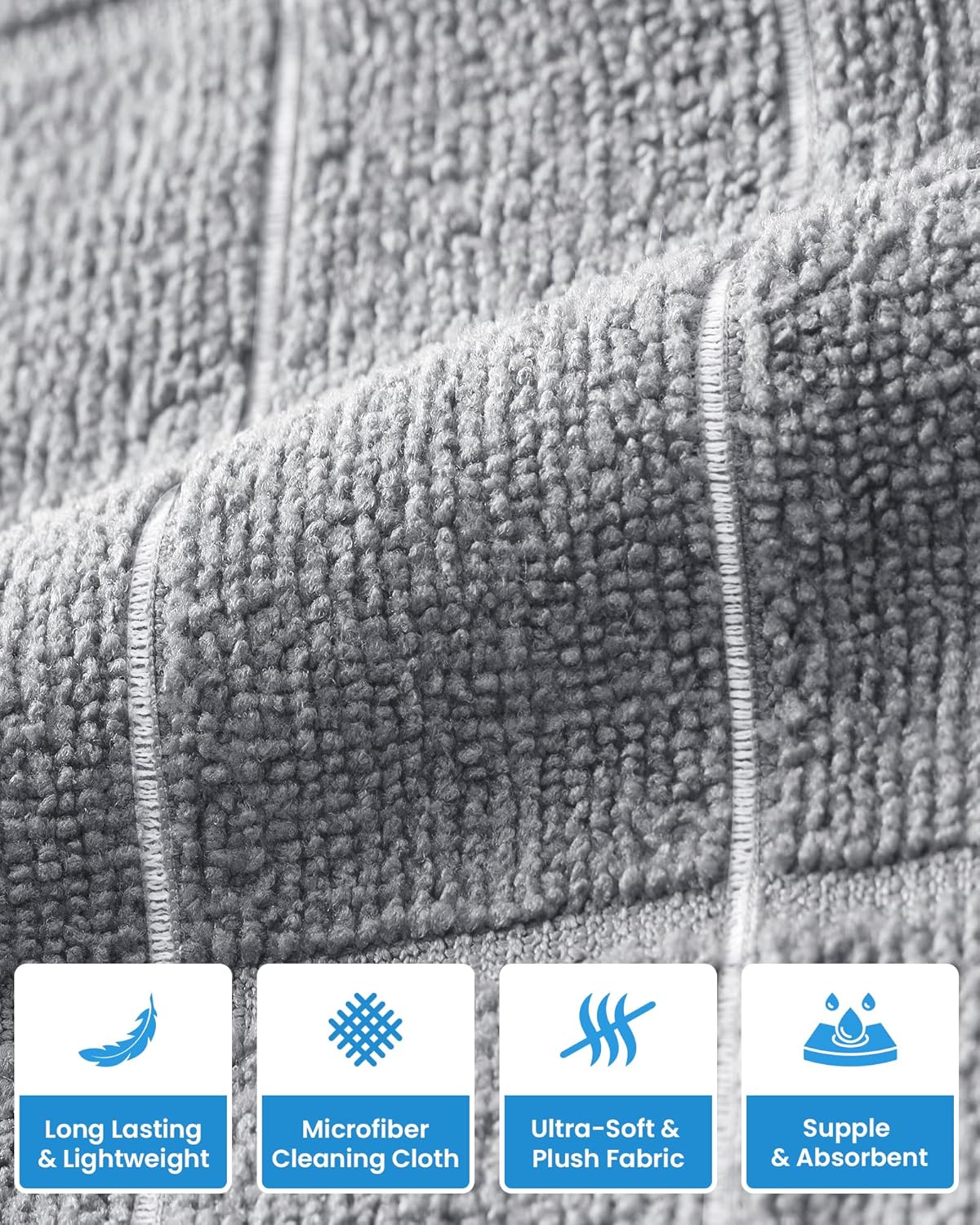 Utopia Towels Microfiber Wash Cloths Set - 12 Highly Absorbent & Soft Fingertip Towels | 12x12 Inches, Grey