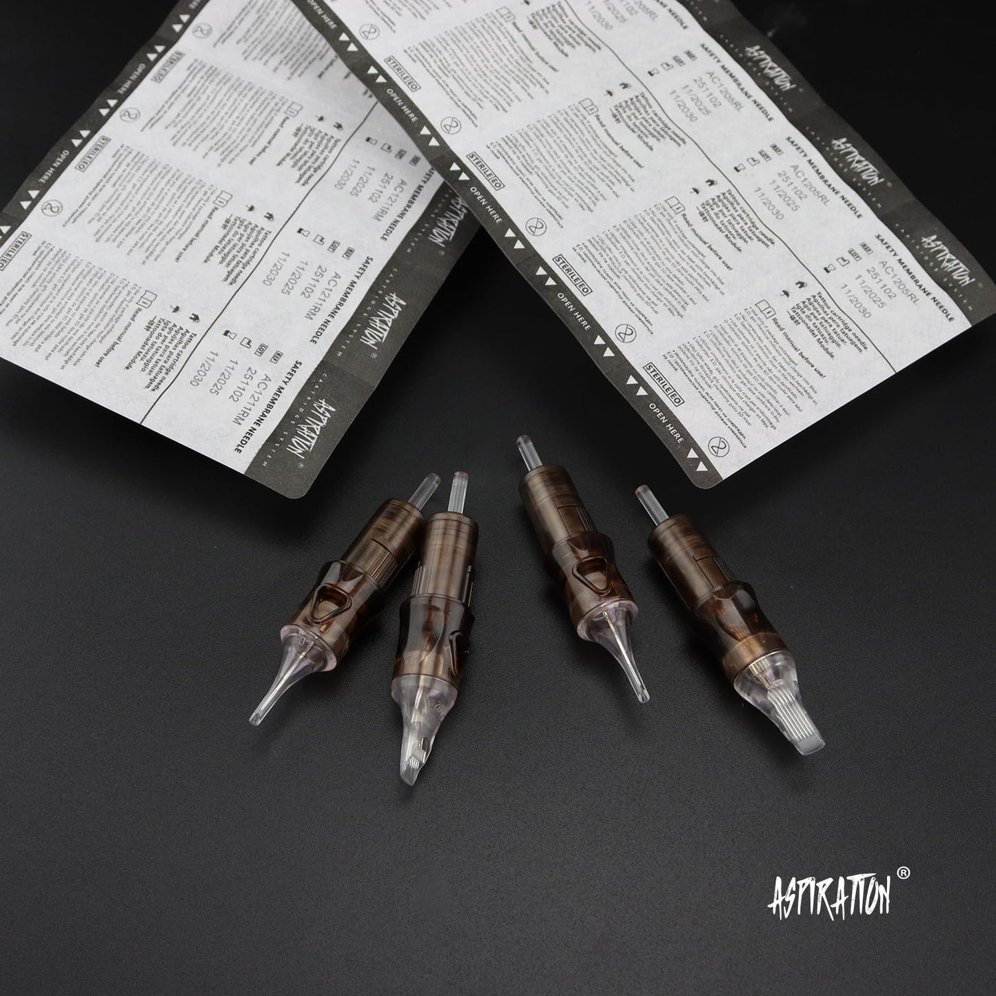 60pcs Aspiration® Tattoo Cartridge Needles, Assorted Sizes with Safety Membrane #12 (3RL, 5RL, 7RL, 9RL, 5RS, 7RS, 18RS, 7RM, 9RM, 11RM, 9M1) Pro Cartridge Tattoo Needle Variety Pack