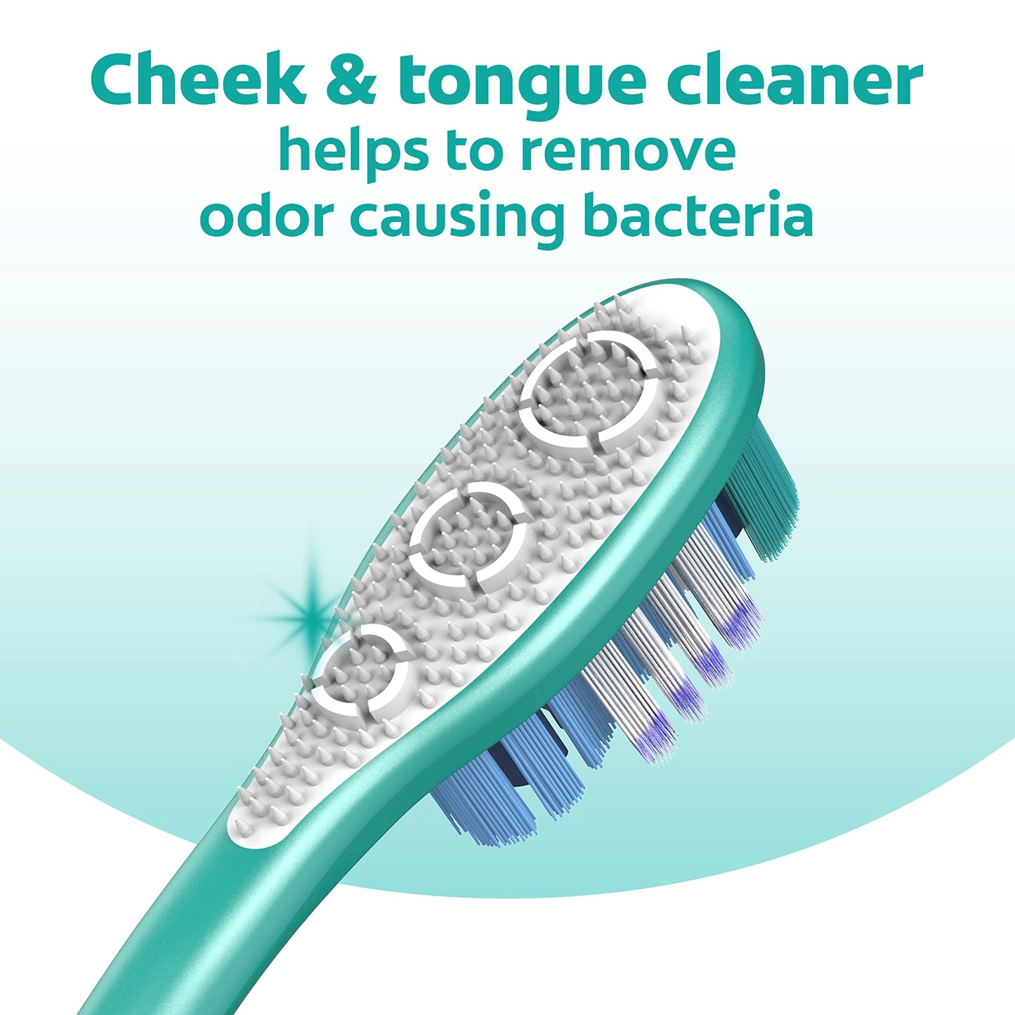 Colgate 360 Whole Mouth Toothbrush, Adult Toothbrushes Medium Bristles, Helps Remove Bad Breath Bacteria and Plaque, Medium Toothbrush Pack, Includes Cheek and Tongue Cleaner, 4 Pack