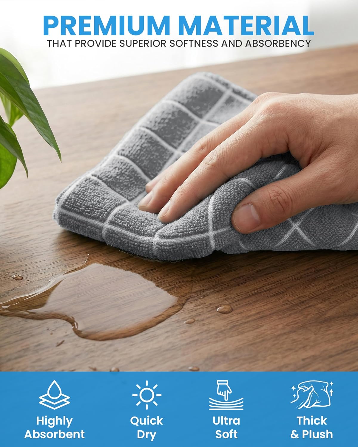 Utopia Towels Microfiber Wash Cloths Set - 12 Highly Absorbent & Soft Fingertip Towels | 12x12 Inches, Grey