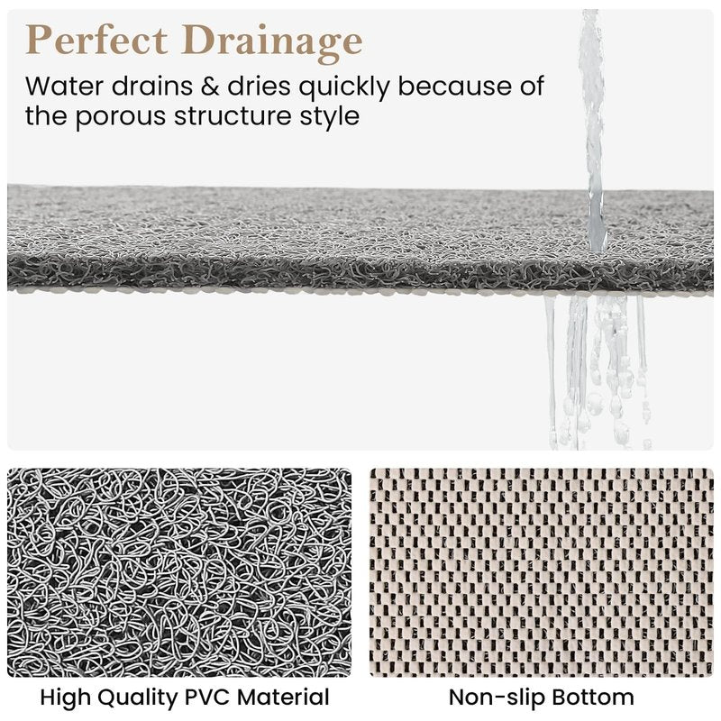 PVC Loofah Shower/Bathtub Mat Non-Slip, 24x16 inch, Soft Tub Mat with Drain, for Tub and Bathroom,Quick Drying,Grey