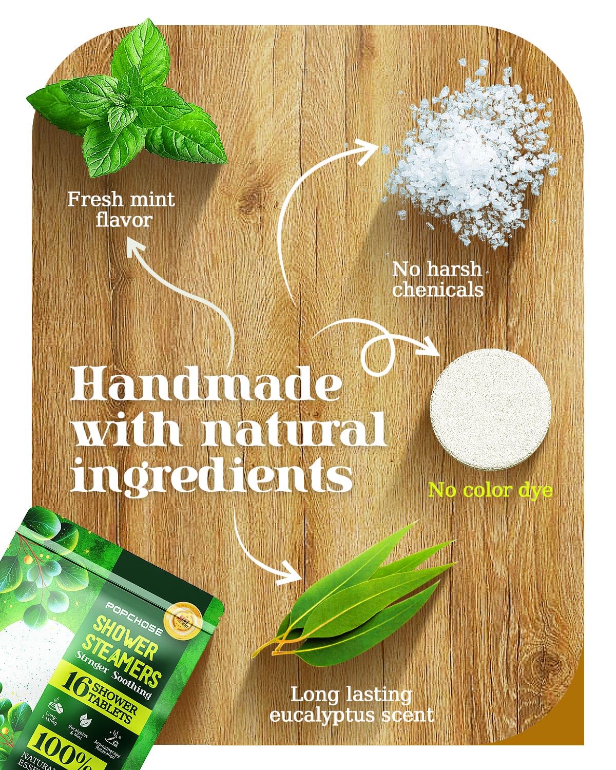 POPCHOSE Shower Steamers Aromatherapy - Christmas Stocking Stuffers for Women & Men, Eucalyptus for Shower with Natural Essential Oils, Home SPA & Self Care Relaxation, Quick Relief Nasal Congestion