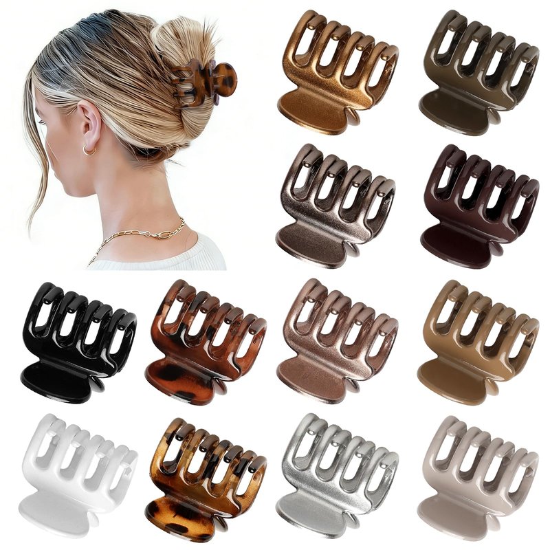Sisiaipu 12Pcs Hair Clips for Women 1.8 Inch Small Claw Clips for Thin Hair Medium Hair Claw Clips for Thick Hair Accessories for Women Girls (Gloss Regular)
