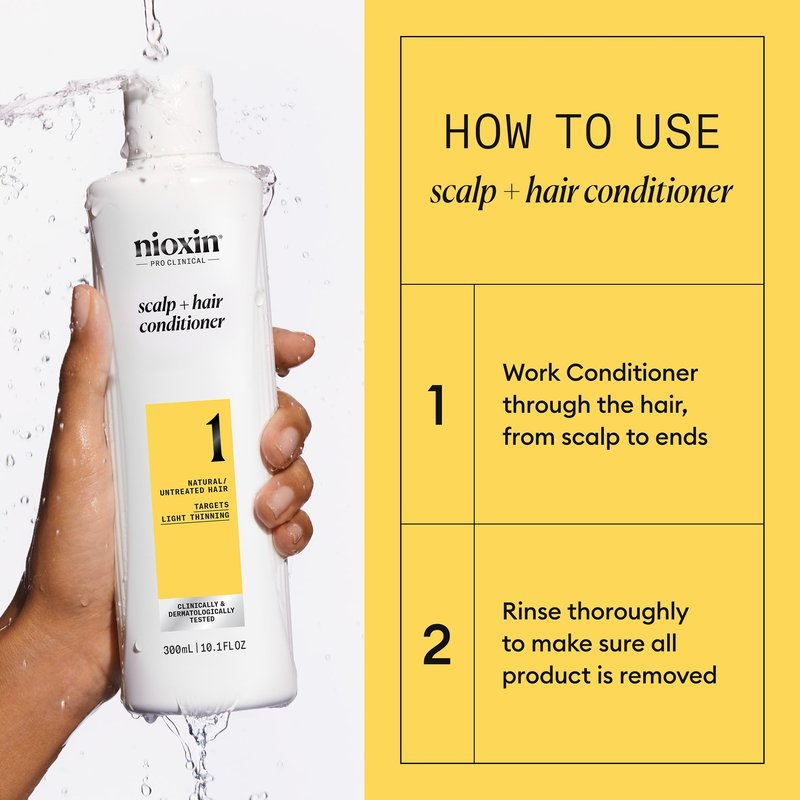 Nioxin Scalp + Hair Thickening System 1 Conditioner| For Natural or Untreated Hair with Light Thinning | With Niacinamide and Biotin | 10.1 Fl oz.