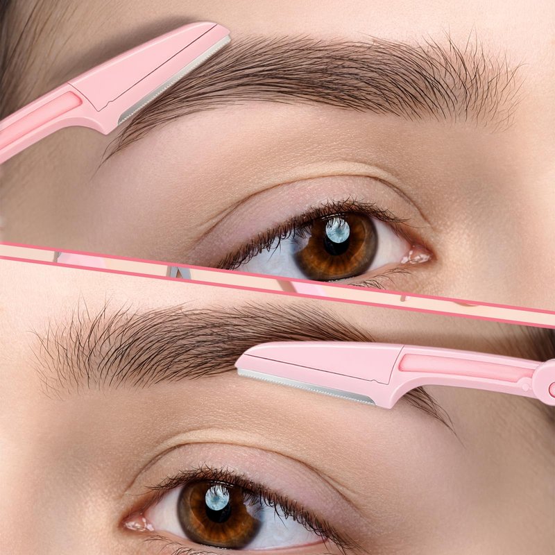 Elegaperma 6 Pcs Eyebrow Scissors with Comb, 3 Styles Pink Eye Brow Scissors for Women, Eyebrow Trimming Scissors, New Tijeras para Cejas for Women Girl