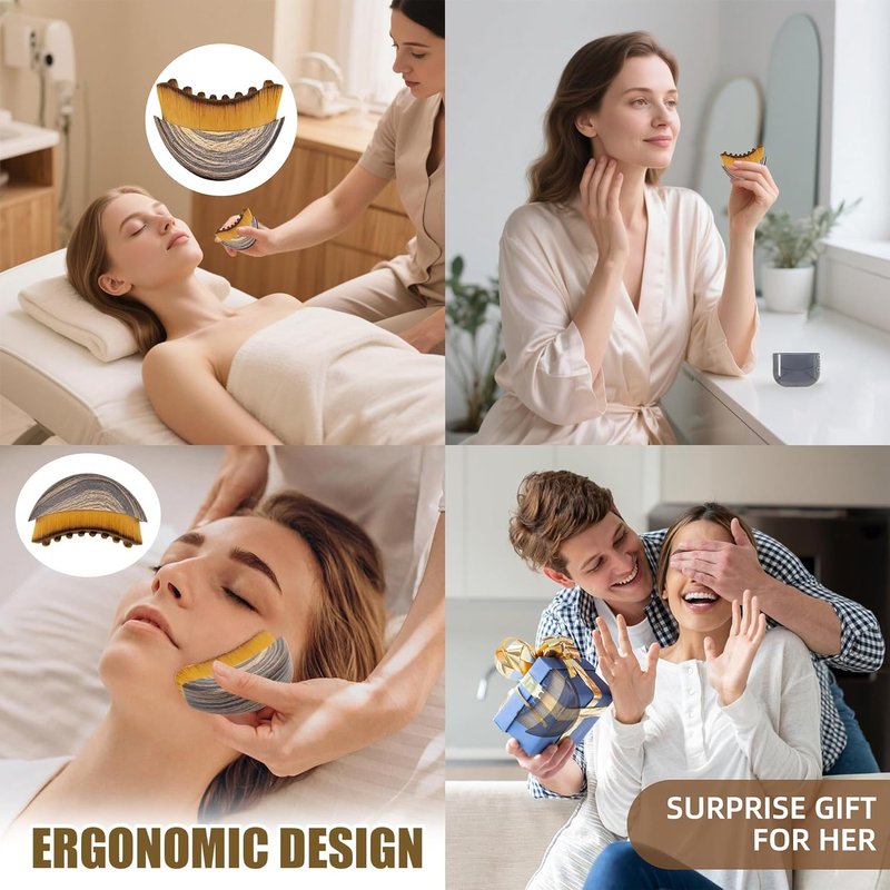 Lymphatic Contour Face Brush Set - 2PCS Ergonomic Dry Brush for Facial Sculpting, De-Puffing & Glow | Ideal for Jawline & Chin