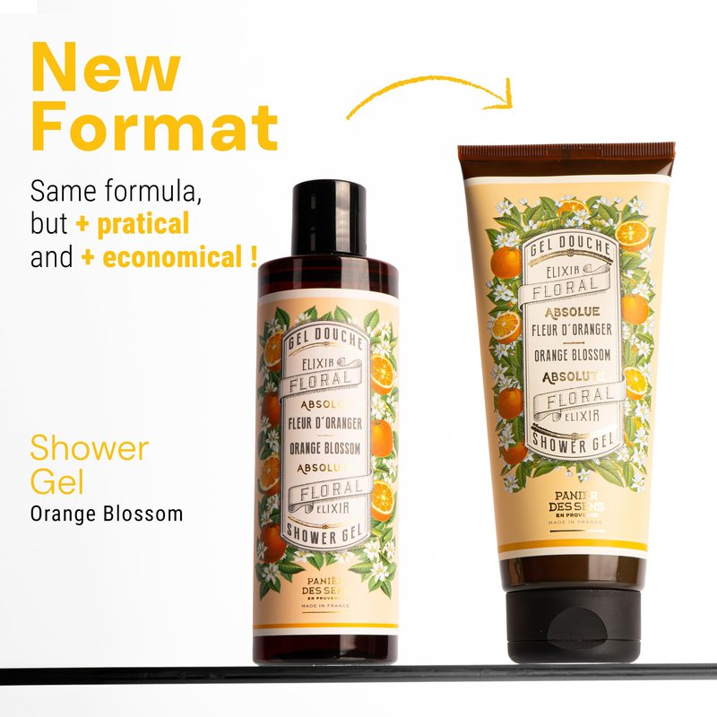 Panier des Sens - Orange Blossom Moisturizing Body Wash for Women & Men - Gentle Shower Gel 95% Natural Ingredients for Normal, Sensitive Skin - Body Care Made in France, SLS Free, Vegan - 6.8 Floz