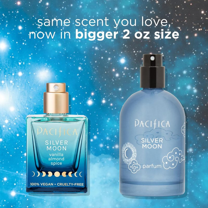 Pacifica Silver Moon Vanilla Almond Spice Perfume - Warm Gourmand Fragrance for Women | 2 fl oz, Vegan & Cruelty-Free