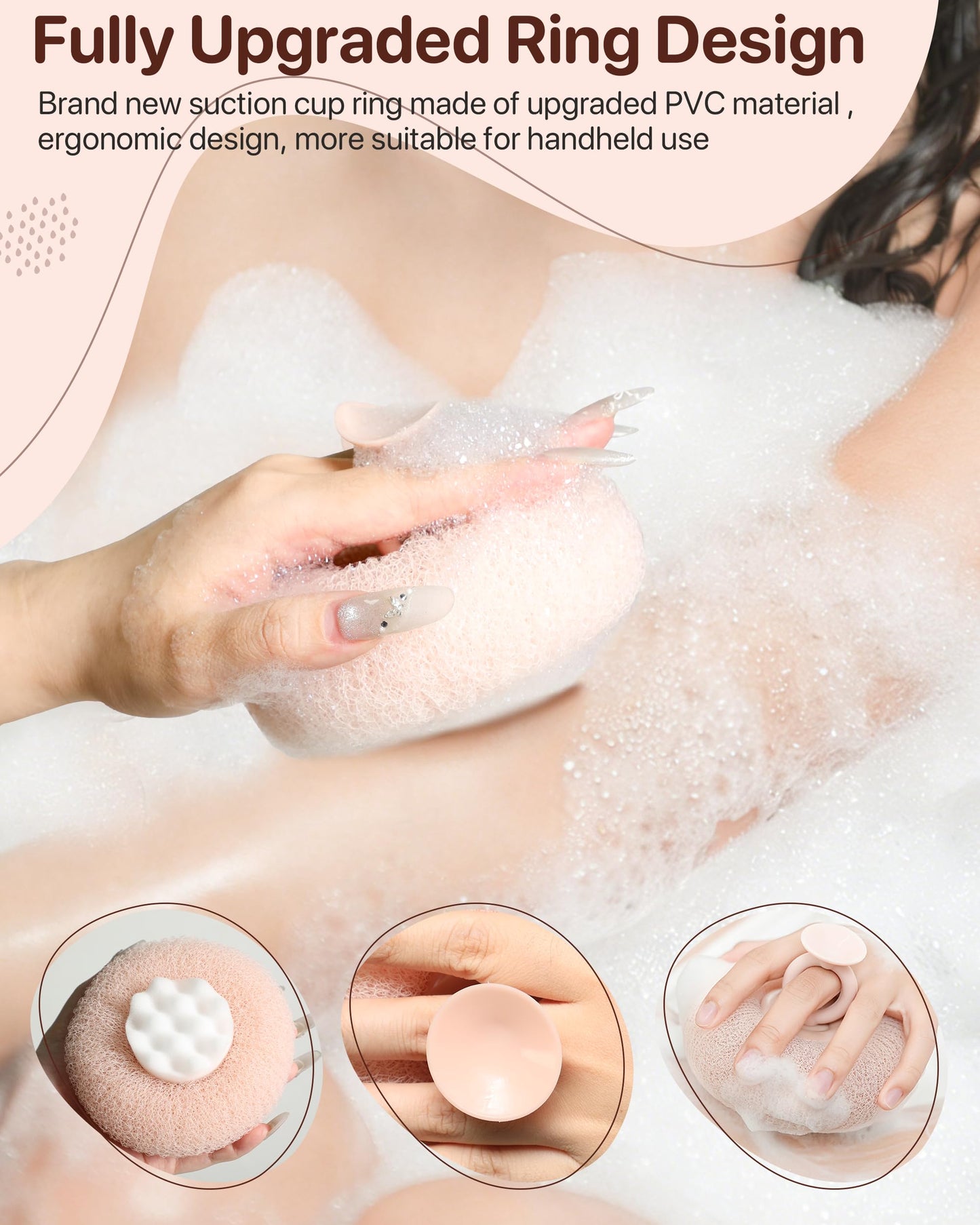 Super Soft Sunflower Suction Cup Bath Sponge loofah, 2026 Upgraded 2-in-1 Sunflower Ball Exfoliating Bath Sponge Cleaning Brush, Mesh Shower Body Sponge Accessories for Women, Men Shower (4 Color)