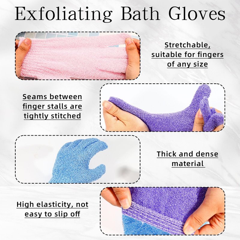 6 Pack African Bath Sponge Exfoliating Glove Set Nylon African Exfoliating Net Exfoliating Washcloth Body Scrubber Back Scrubber Wash Deep Scrubbing Dead Skin