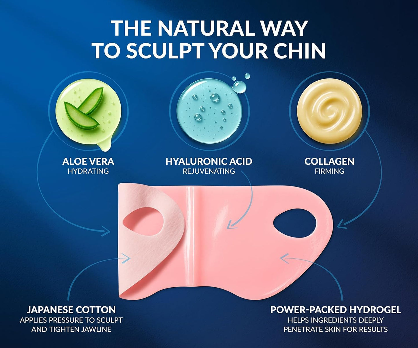 Stylia V Line Lifting Collagen Mask - Firm & Contour Jawline - Hyaluronic Acid & Aloe - 10 Pack