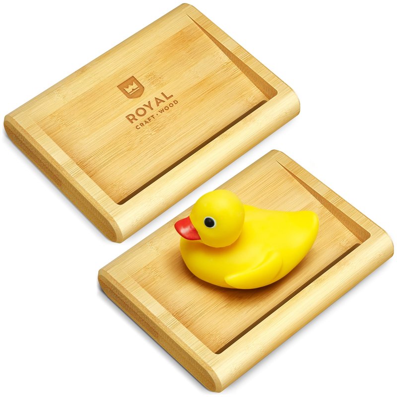 Royal Craft Wood Bamboo soap Dish, Bathroom and Shower soap Holder, Self draining Kitchen soap Tray
