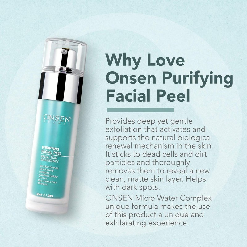Onsen Secret Exfoliating Peeling Gel - Daily Gentle Face Exfoliator, Dark Spot Remover, Organic Facial Peel for Sensitive Skin, Natural Whitening Peeling Gel for Women, 1.7 fl oz/50 ml