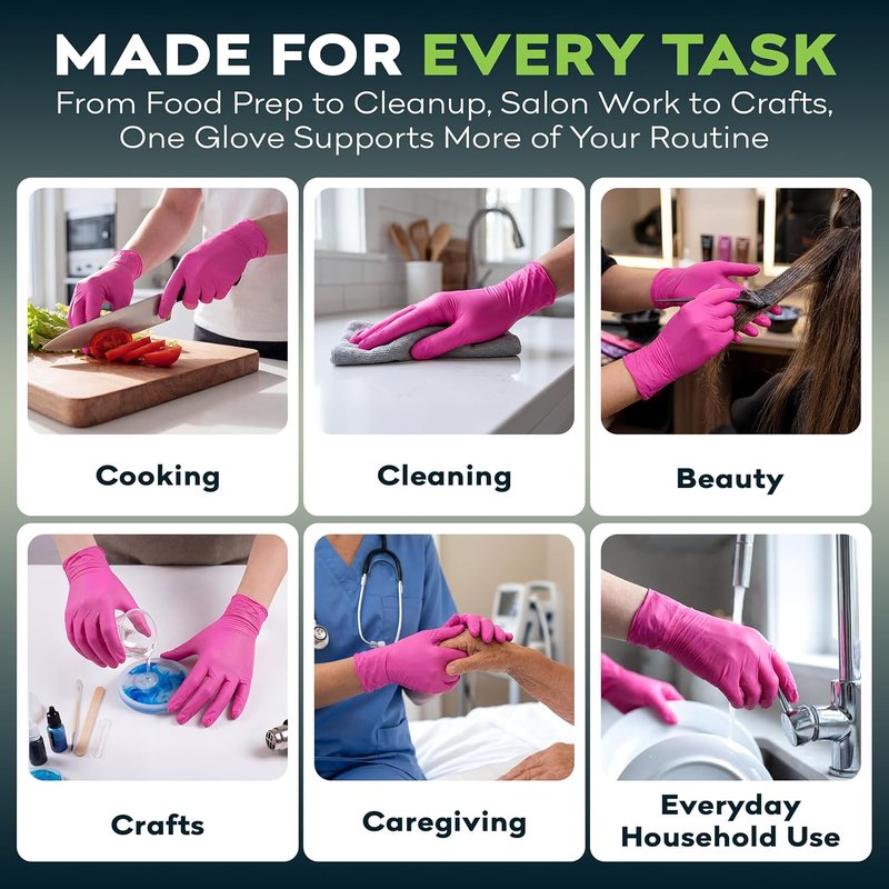 Fuchsia Hot Pink Nitrile Disposable Gloves - 3 Mil Medical Exam | Powder & Latex Free