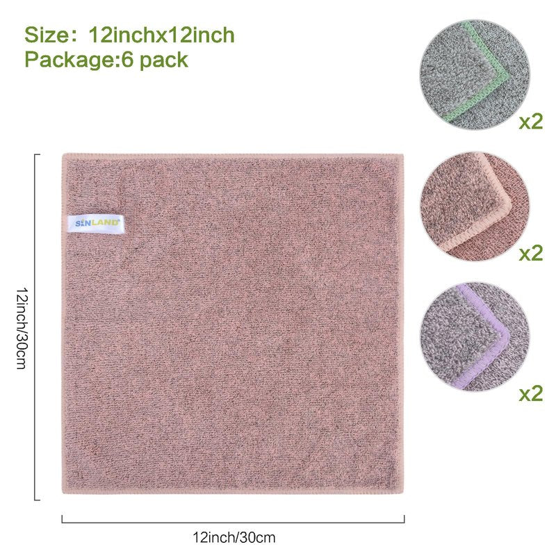 SINLAND Microfiber Face Cloths Highly Absorbent Washcloths Soft Feel Fingertip Towels Multi-Purpose Wash Cloths for Bathroom, Gym, Hotel, Spa and Kitchen, 12Inch x 12Inch