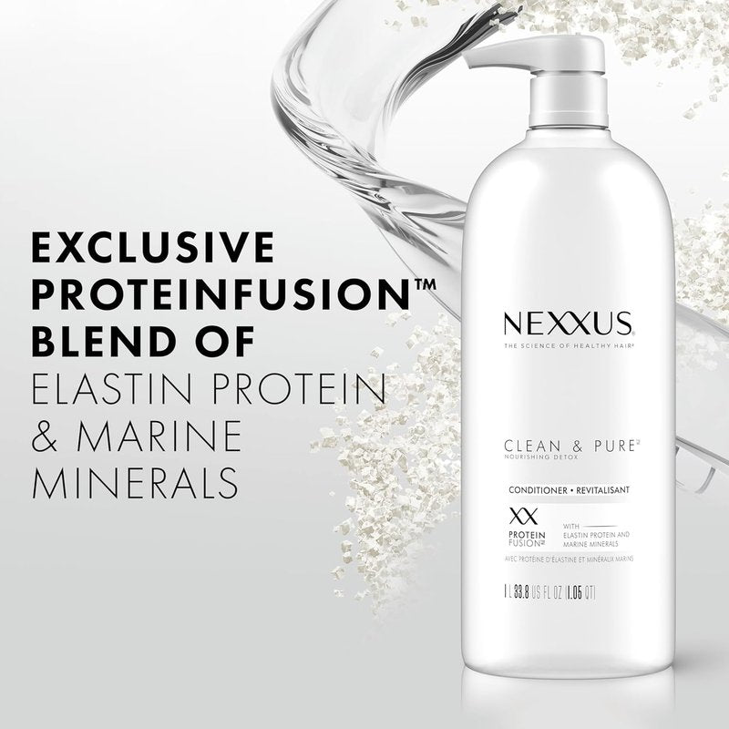 Nexxus Clean and Pure Clarifying Shampoo & Conditioner 2-Pack - Nourishing ProteinFusion, Paraben-Free, 33.8 oz