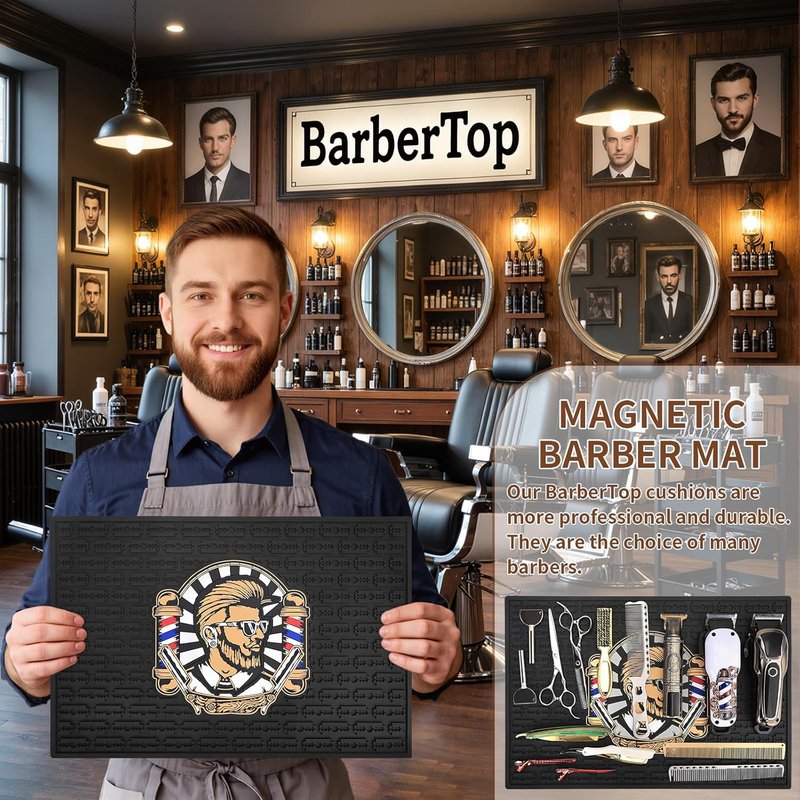 Non-Slip Barber Mat - Flexible Rubber Station Pad for Hair Styling Tools | 17.7"x11.8" Countertop Protector