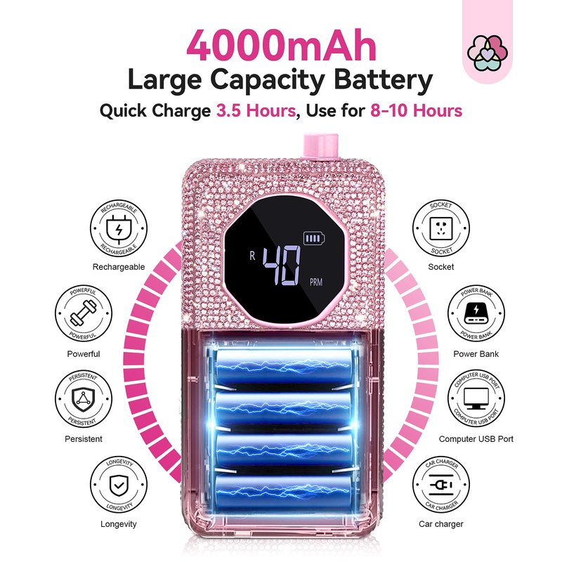 SAVILAND Professional Nail Drill 40000 RPM: Portable Electric Nail Drill Kit File Machine with Ceramic Nail Bit Sanding Bands for Quick Acrylic Removal Manicure Salon Home Use, Pink Diamond