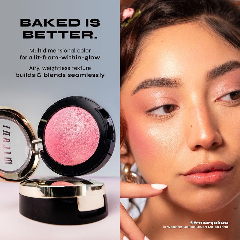 Milani Baked Blush, Powder Blush for Cheeks, Cruelty Free Makeup - Shape, Contour & Highlight Face for a Shimmery or Matte Finish -Luminoso