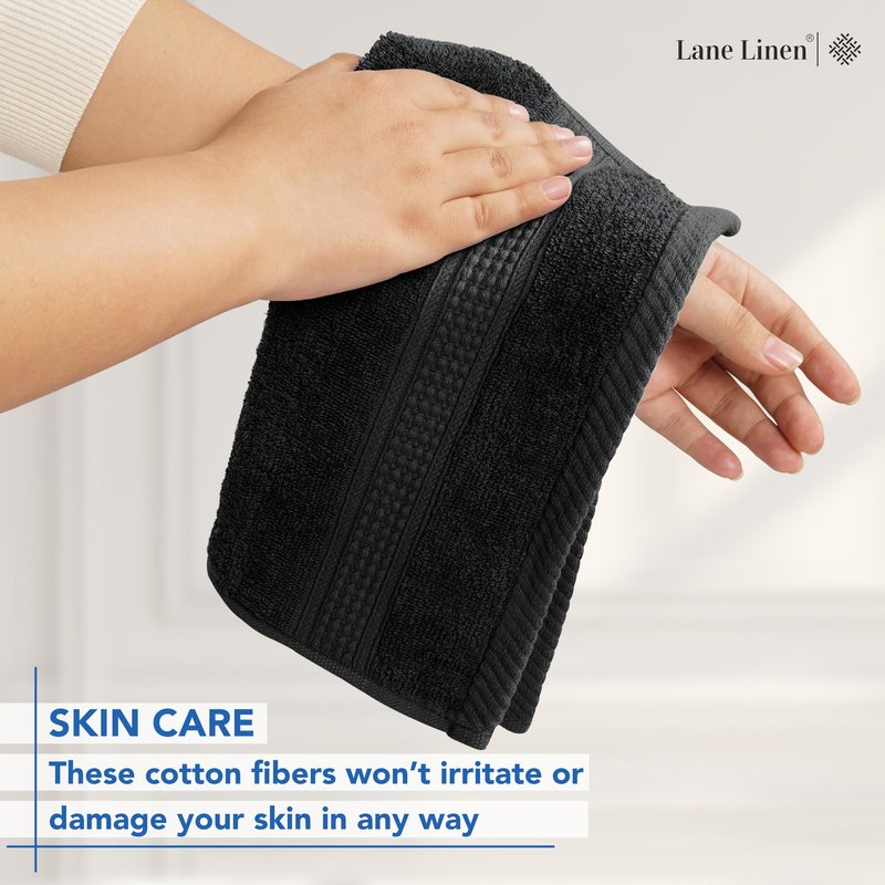 LANE LINEN Washcloths 24 Pack - 100% Ringspun Cotton Washcloths - 13"x13"- Soft Textured, Well Stitched, Lightweight Towel - Absorbent & Durable - Perfect for Daily use - Black Wash Cloths