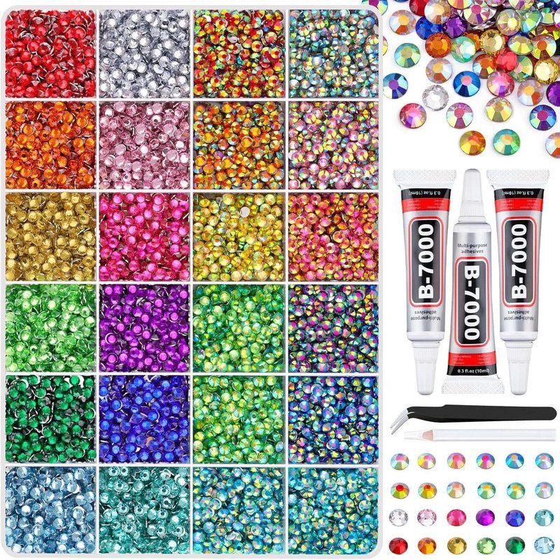 40 Colors Rhinestones for Bedazzling, Bedazzling Tools Kit with Rhinestones - 32000 Pcs 3mm Flatback Gems, Includes B7000 Glue & Full Accessories for DIY Crafts, Nail Art, Shoes and Diamond Art