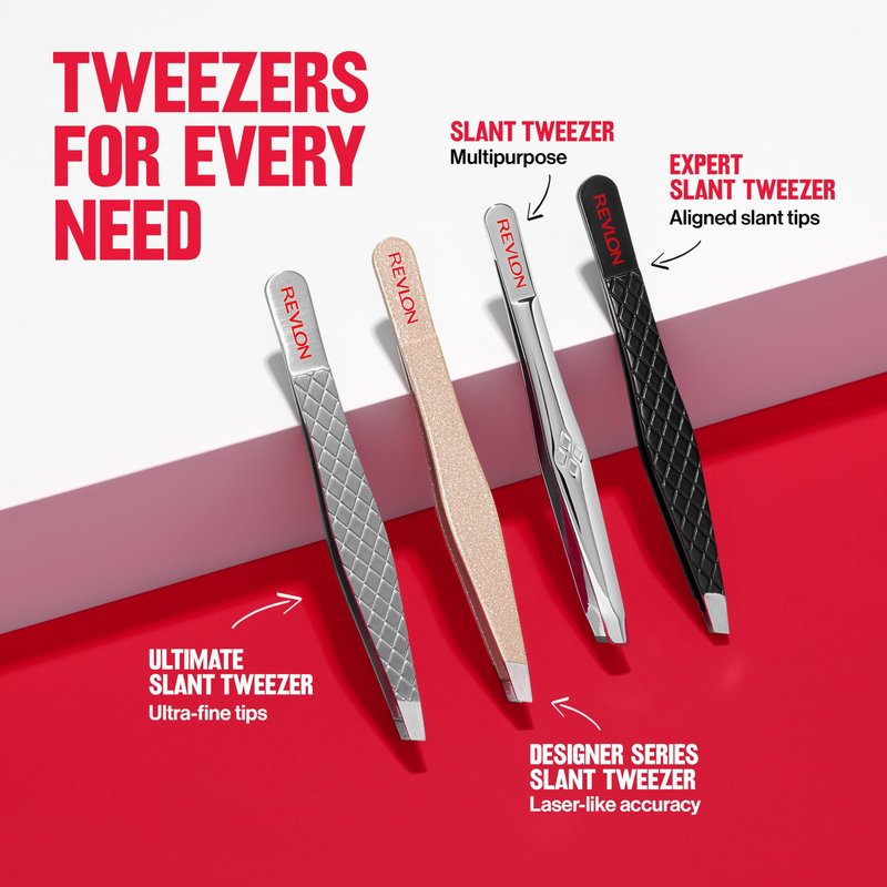 Revlon Designer Series Slant Tweezer, High Precision, Made With Long Lasting Stainless Steel, 1 Count