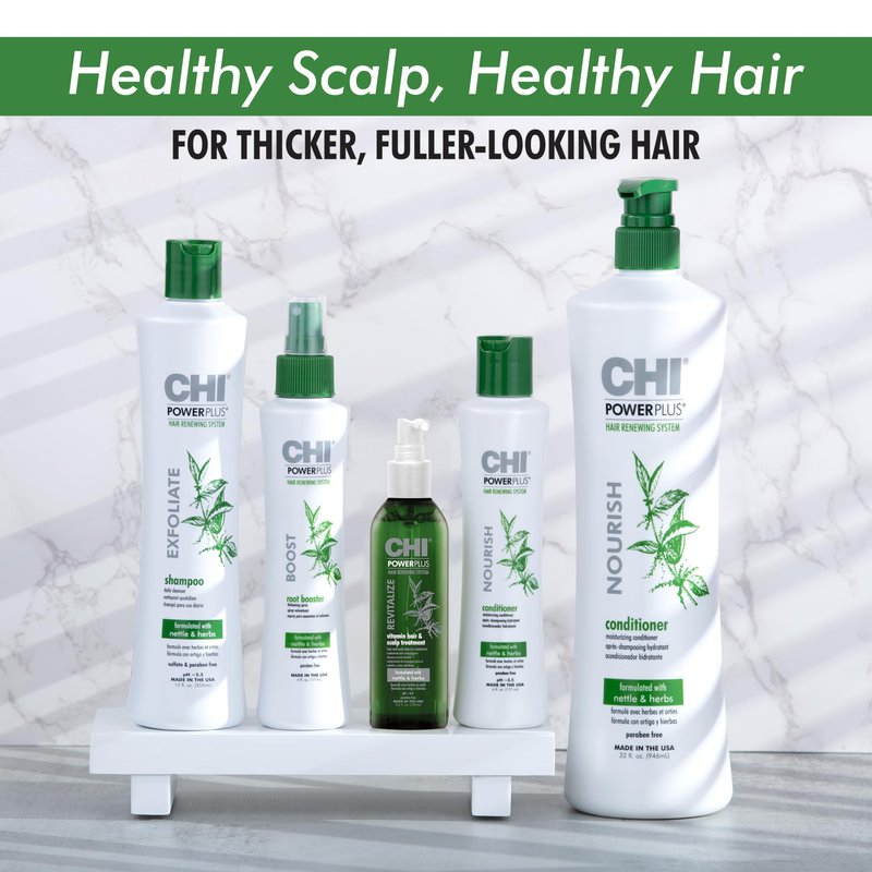 CHI PowerPlus Exfoliating Shampoo, Hair Renewal System For A Healthy Scalp, Delivers Weightless Shine, For Versatile Styling & All Hair Types, 32 Oz