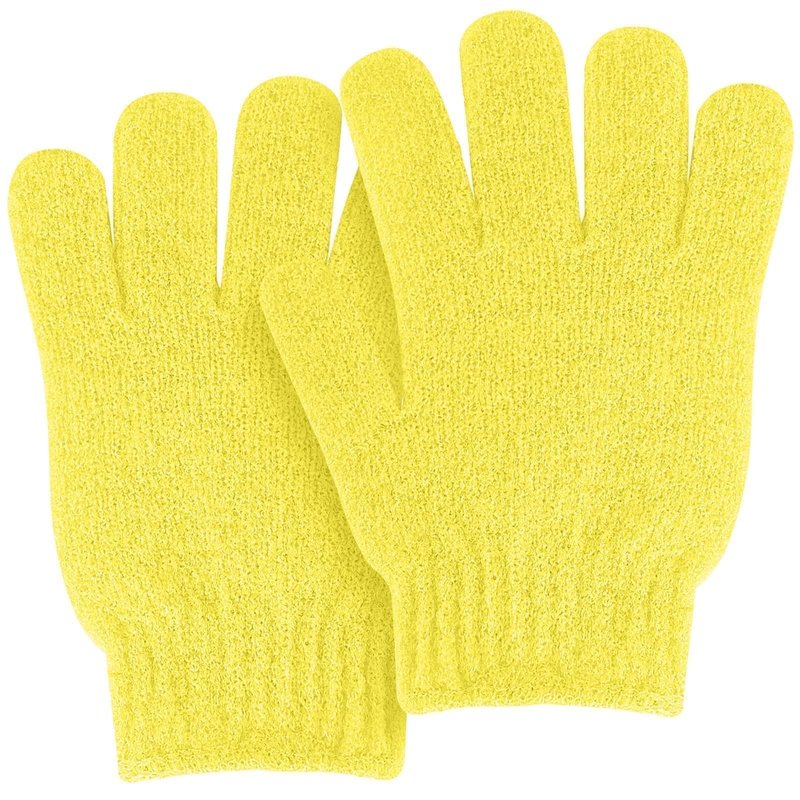 MOLOPPO 2 PCS Exfoliating Glove, Scrub Gloves Exfoliating, loofah, Body Exfoliator, Bath Gloves（Yellow）