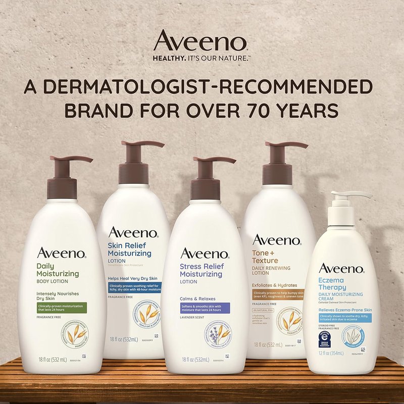 Aveeno Daily Moisturizing Lotion - Hydrating 18-Ounce Pump | Pack of 2