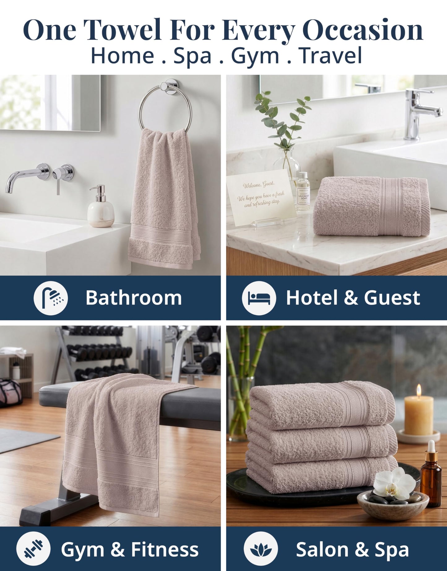LANE LINEN Bath Hand Towels - Pack of 6 (16" x 28"), 100% Cotton - Soft, Quick Dry & Highly Absorbent, Hand and Face Towels - Bathroom Hand Towel Set, Great for Gym, Salon, Spa & Family Use - Platinum