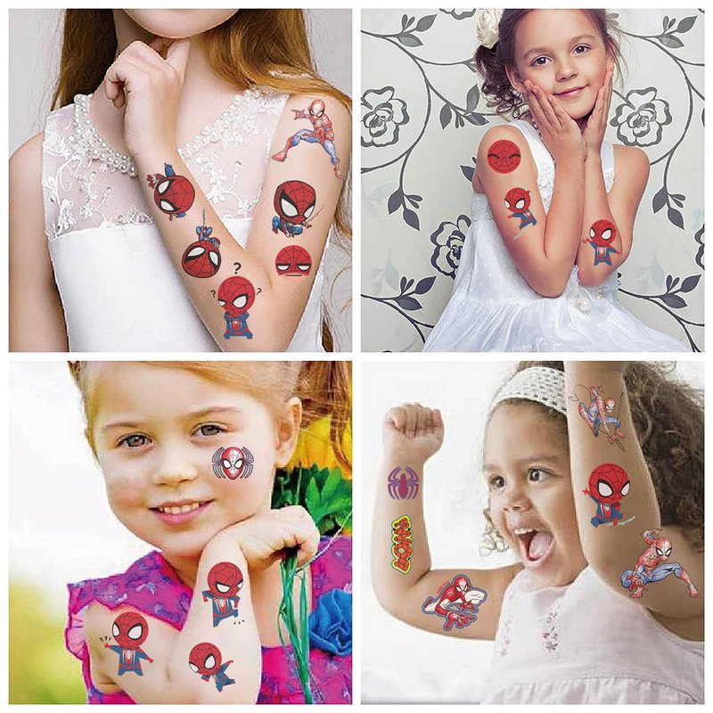 10 Sheets Spiderman Temporary Tattoos for Kids, Cool Birthday Party Favors, Cute Cartoon Decoration Sticker Gifts for Teen Girl Boys Home Activity Class Prizes Carnival Christmas Rewards