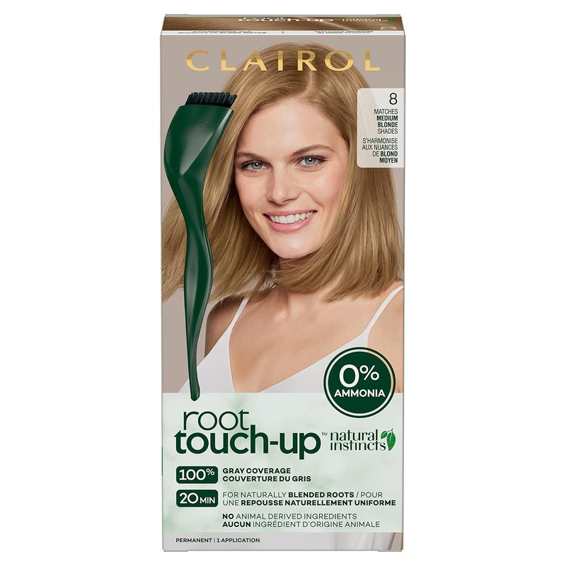 Clairol Root Touch-Up Permanent Hair Dye - 8 Medium Blonde | 100% Gray Coverage, Vegan & Ammonia-Free
