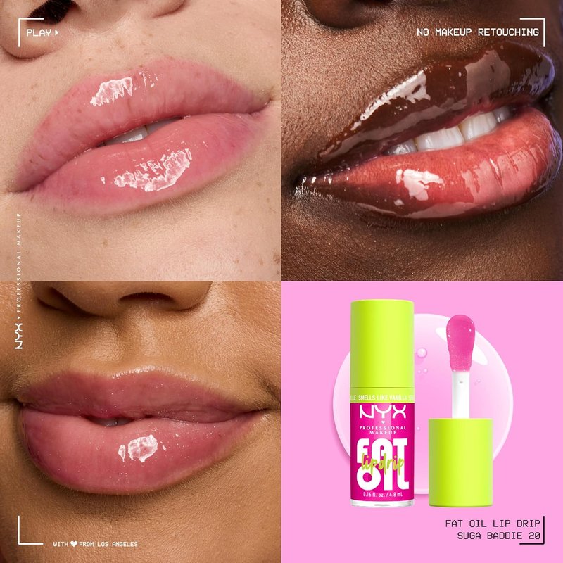 NYX Fat Oil Lip Drip - Tinted Moisturizing Lip Oil Gloss, 12 HR Hydration | Sheer Pink