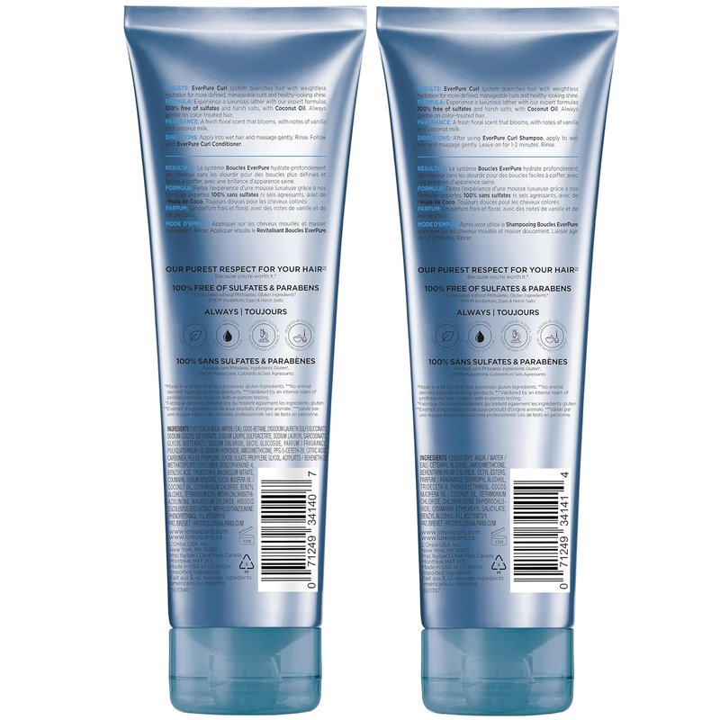 L'Oreal Paris EverPure Sulfate Free Shampoo & Conditioner Set - Lightweight Anti-Frizz Care with Coconut Oil | 8.5 Fl Oz