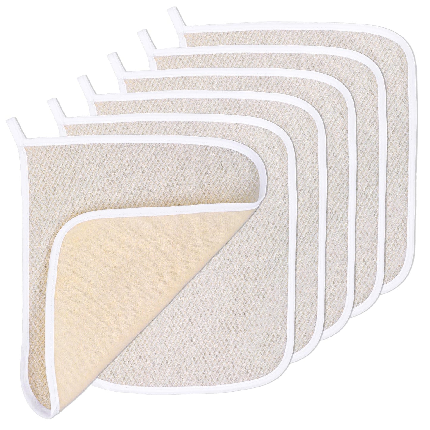 Body Wash Cloths, 6 Pieces Thin Exfoliating Washcloths Soft Weave Clean Face Towels Exfoliating Scrub Towel Soft Facial Washcloths for Women Man Face and Body Showering