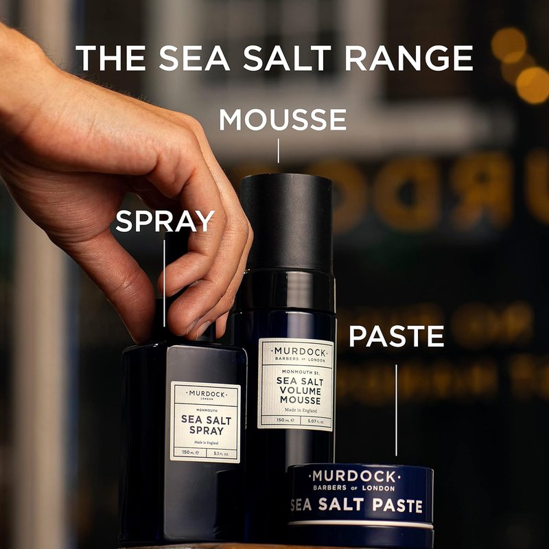 Murdock London Sea Salt Spray | Volume Mousse & Texture Paste Set - Paraben Free, Adds Texture & Volume, 150ml/5.07oz/1.76oz