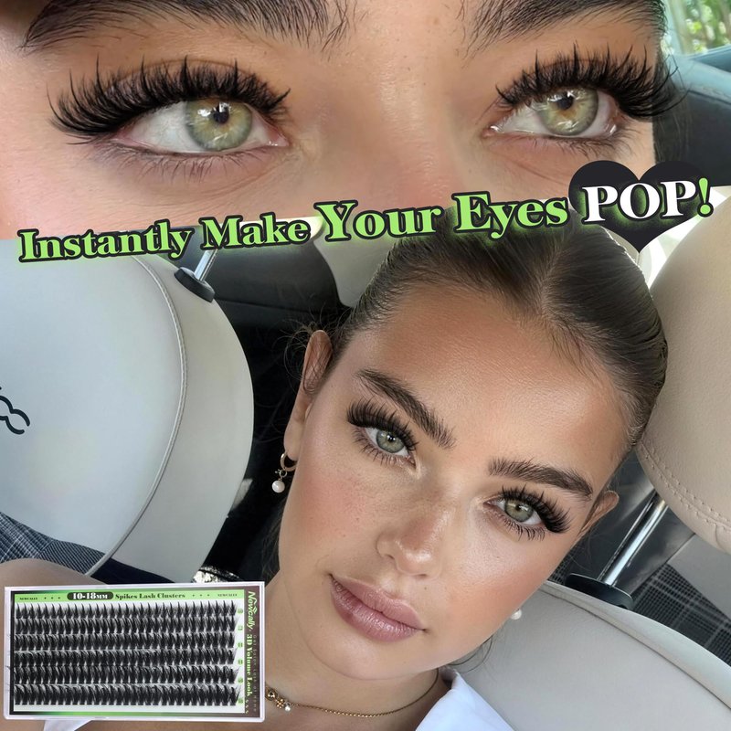 Lash Clusters with Spikes Manga Eyelash Clusters Fluffy Cluster Eyelash Extensions Spiky10-18MM D-curly Wispy Cluster Lashes Volume Eye Lash Clusters Soft Individuals Lashes by Newcally