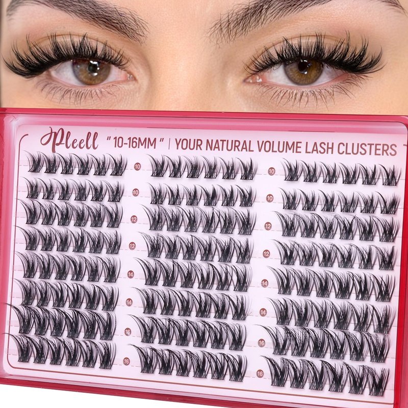 Pleell Lash Clusters Wispy Eyelash Clusters 10-16mm DIY Natural Lashes Clusters Fluffy Cluster Eyelash Extensions C Curl Individual Lashes with Soft Thin Band
