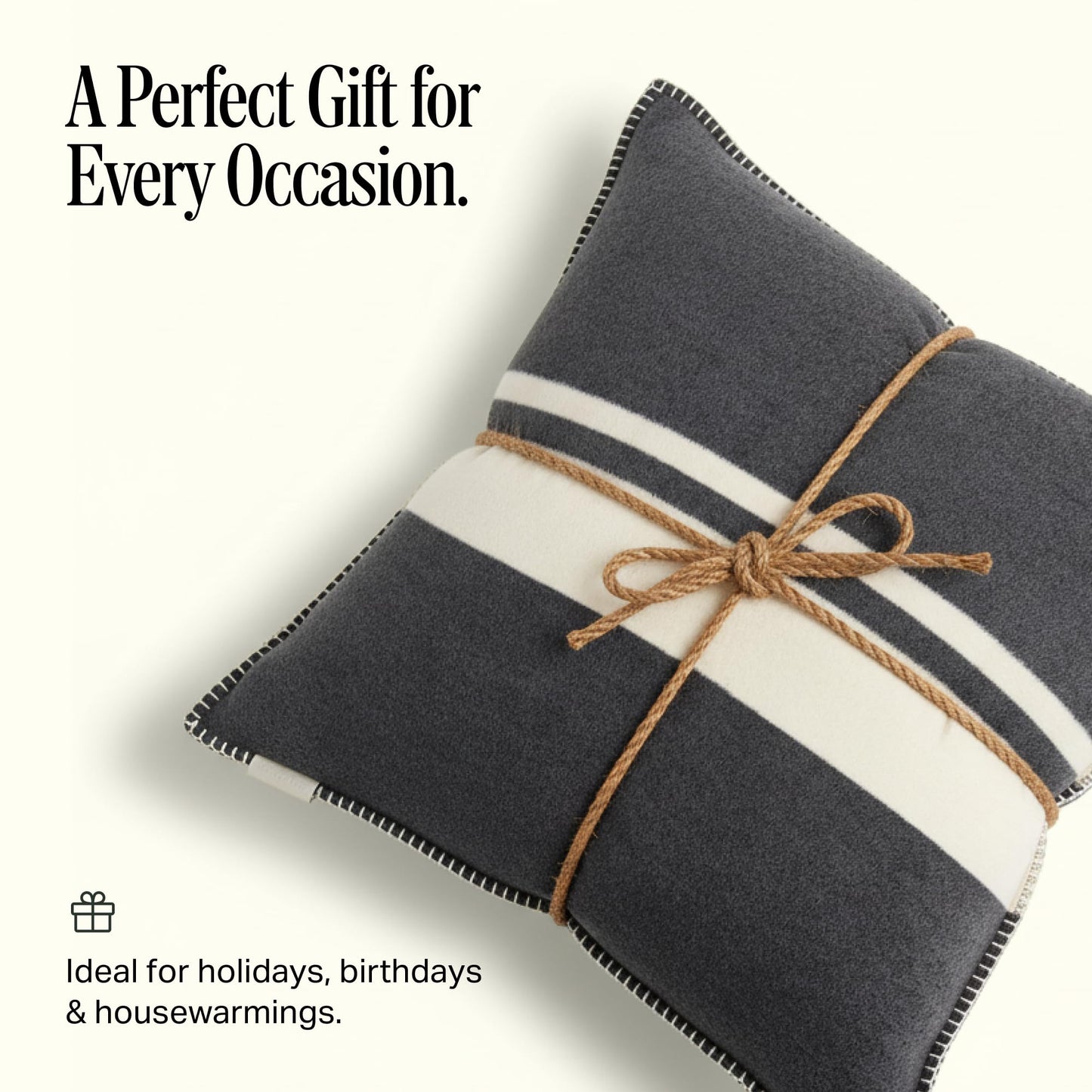 Preston Lane Highrise Throw Pillow 21" x 21", Premium Cotton Blend, Decorative Accent Pillow for Sofa, Bed & Boho Home Décor, Includes Cover and Soft G450 GSM Fill - Made in Portugal, Slate