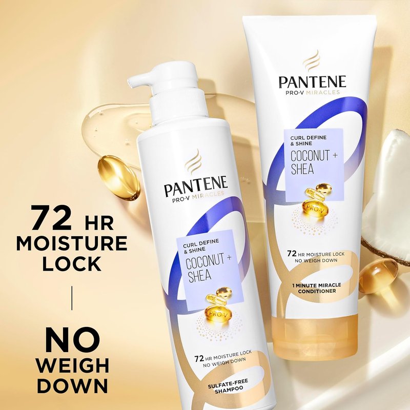 Pantene Pro-V Curl Define & Shine Shampoo - Coconut & Shea, Sulfate-Free, 13.5 FL OZ