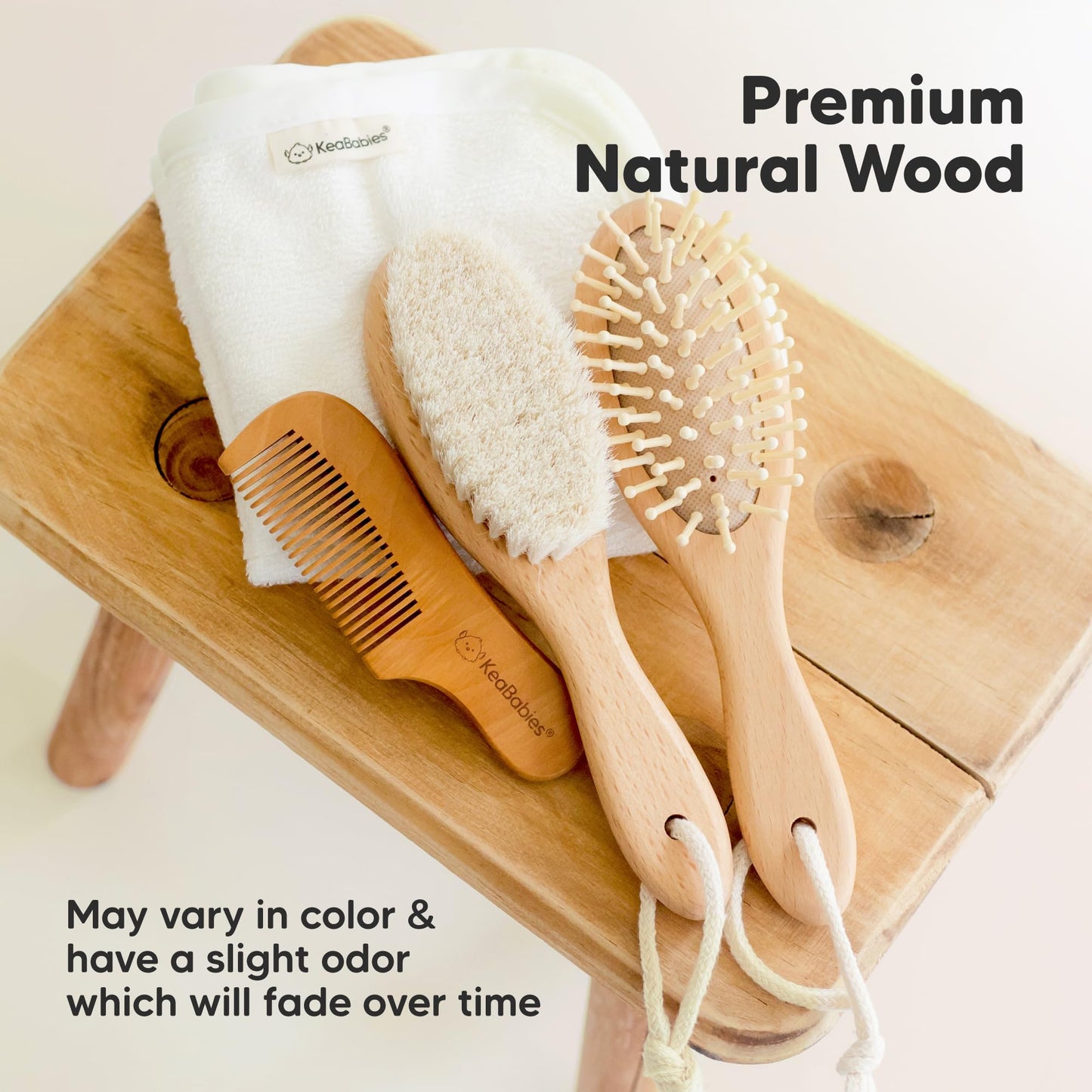 Wooden Baby Hair Brush for Toddler Girls, Boys - Cradle Cap Brush for Babies, Soft Goat Bristles, Perfect Gentle Scalp Newborn Comb for Infant, Girls, Boys, Bath Essentials(Walnut, Regular)