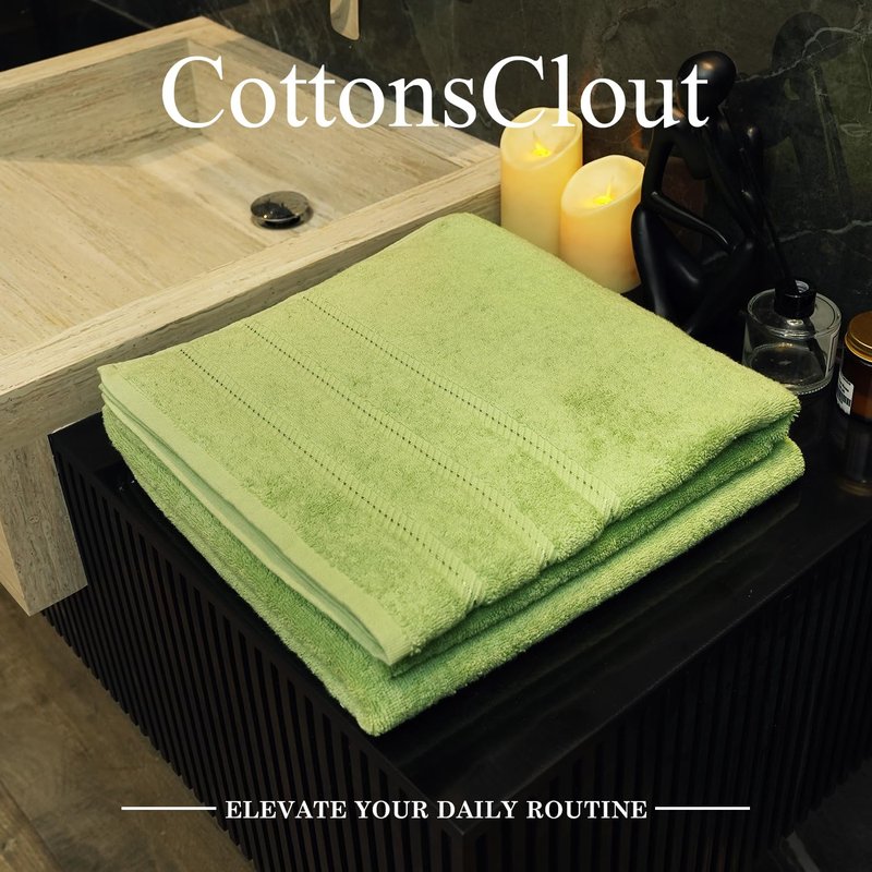Bath Towels 27x54 – Pack of 4 | Soft & Quick-Dry | Highly Absorbent 100% Ring Spun Cotton Towels for Bathroom, Spa, Home & Hotel Use (Green)