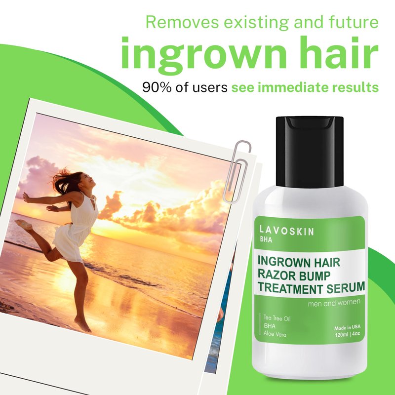 Best Ingrown Hair Treatment - Razor Bump & Bikini Line Salicylic Acid Gel - Tea Tree After Shave Bump Remover for Women - lavoSkin