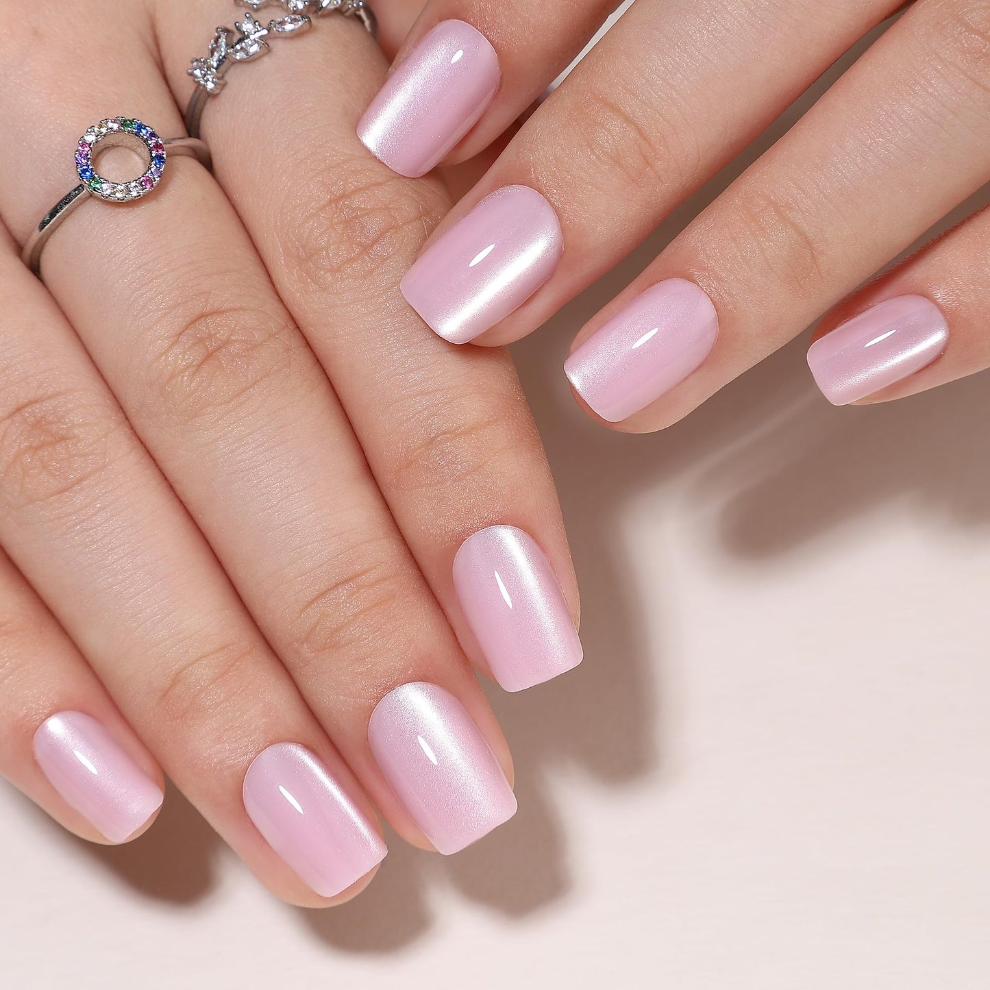 WAFOLOZE Pink Gel Press On Nails Square - Short Fake Nails With Glue, 16 Sizes, 32Pcs Reusable Soft Artificial Tips Kit