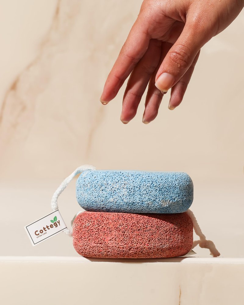 2-Pack Cottegy Natural Foot Pumice Stone for Feet, Pedicure Tools Hard Skin Callus Remover for Feet and Hands - Natural Foot File Exfoliation to Remove Dead Skin, Heels, Elbows, Hands. (White)