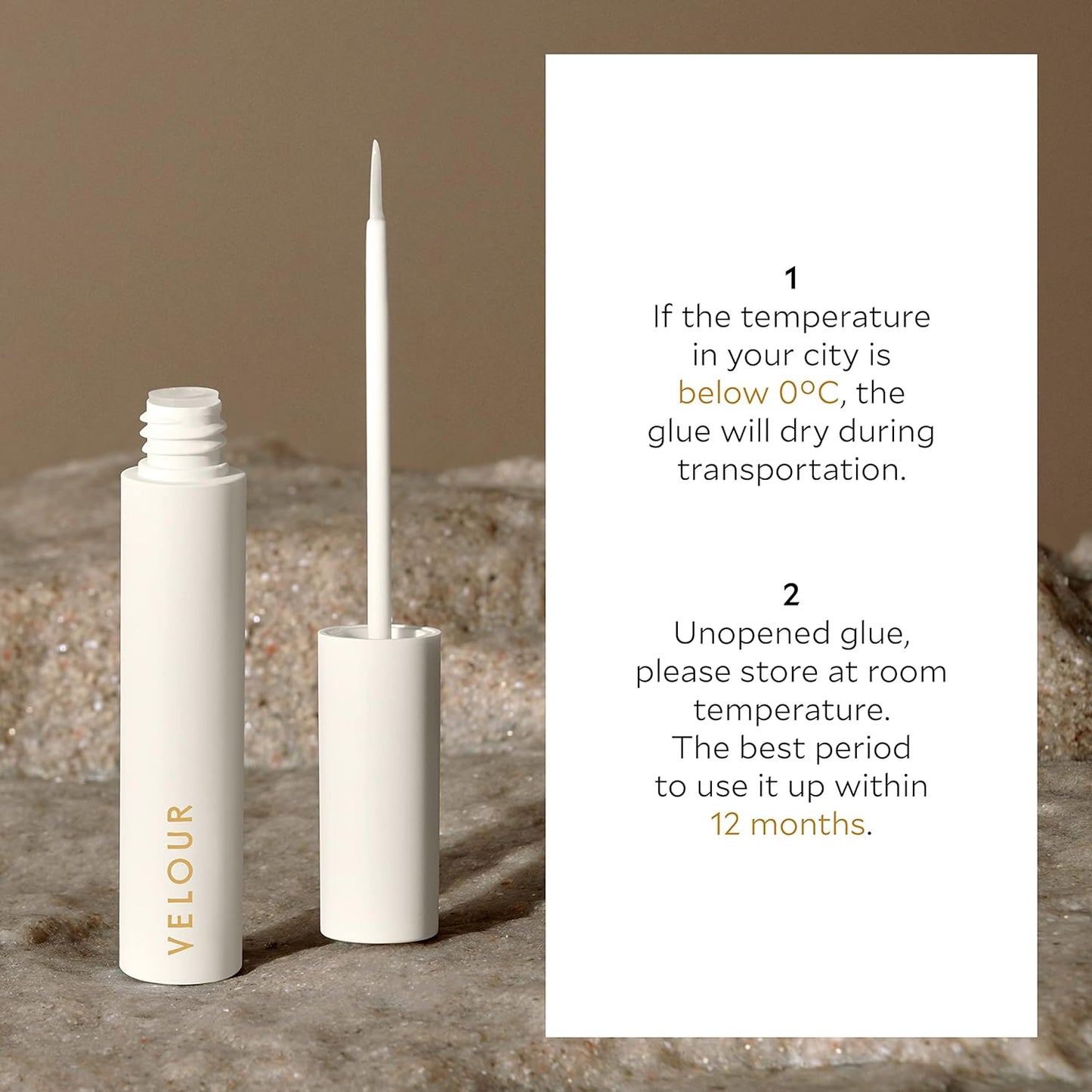 Velour Strong Eyelash Glue - Super Hold Vegan Adhesive with Brush-On Applicator | Latex-Free for Strip and Individual Lashes (White)