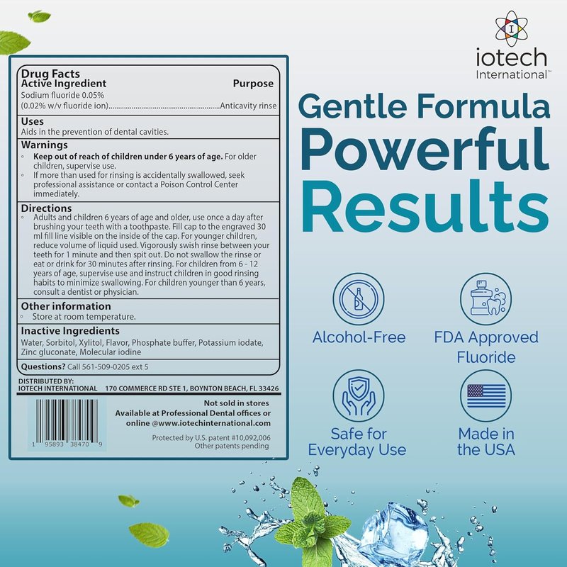ioRinse AC Anticavity Fluoride Mouthwash - Alcohol-Free Mint Rinse for Sensitive Mouths - 33.8 oz