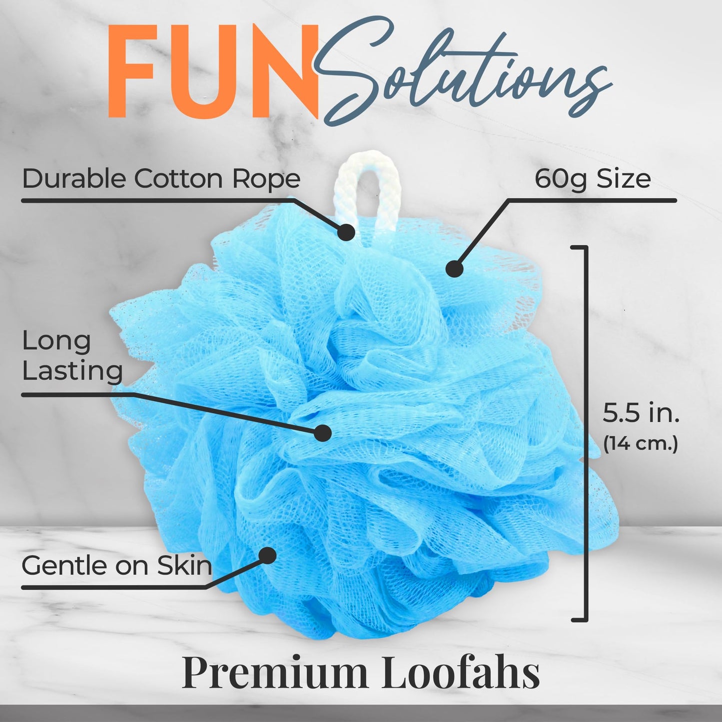 Premium Loofah Bath Sponge 4 Pack – Full-Size 60g (5.5 Inch) Colorful Mesh Shower Poufs, Soft & Gentle Body Scrubbers for Women, Men & Kids with Cotton Rope (Flower Garden)